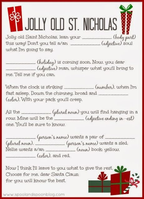 31 Free Christmas Printables Christmas Mad Libs Christmas 