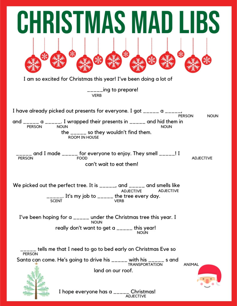 8 Best Blank Printable Christmas Mad Libs Printablee