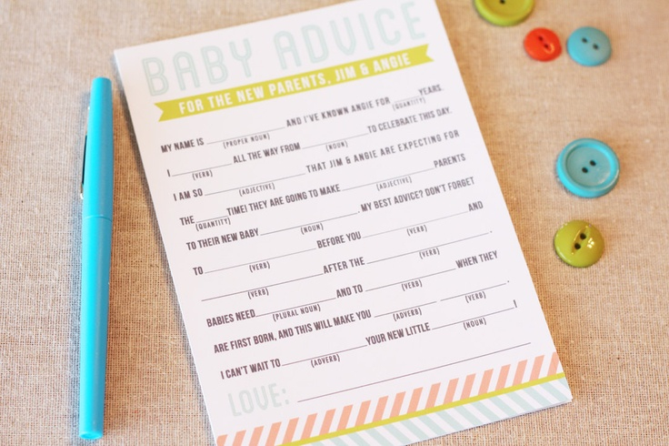 Baby Shower Mad Libs Baby Advice PDF Digital DIY Printable File 15