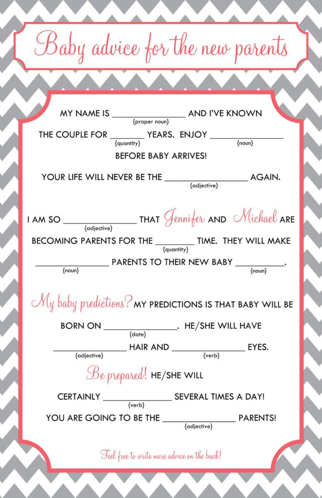 Baby Shower Mad Libs Printable Free