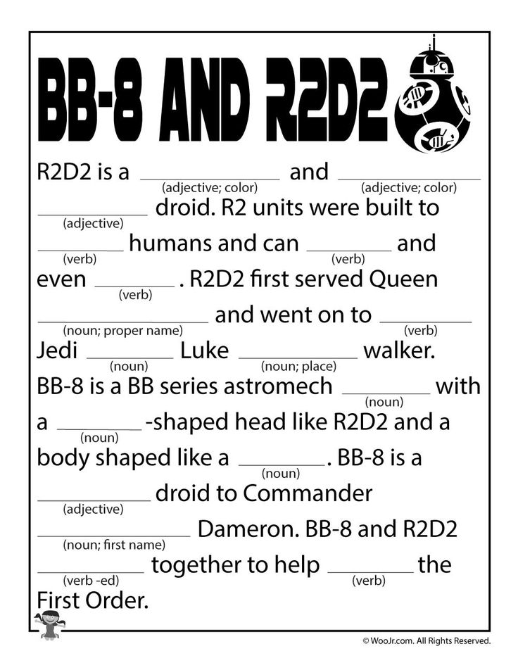 BB 8 R2D2 Mad Libs Printable Woo Jr Kids Activities Mad Libs 