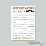 Birthday Advice Card Mad Libs Mustache Advice Cards 1st Boy