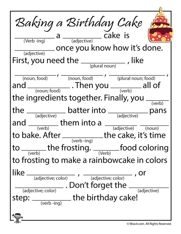 Birthday Cake Mad Libs Printable Woo Jr Kids Activities Printable