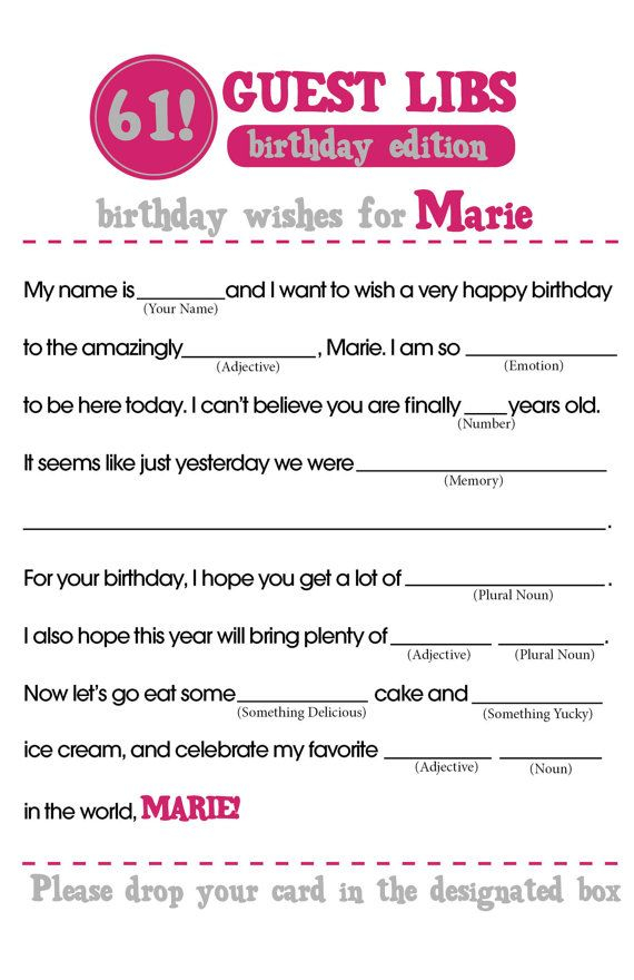 Birthday Mad Libs Etsy Mad Libs 16th Birthday Party Very Happy 