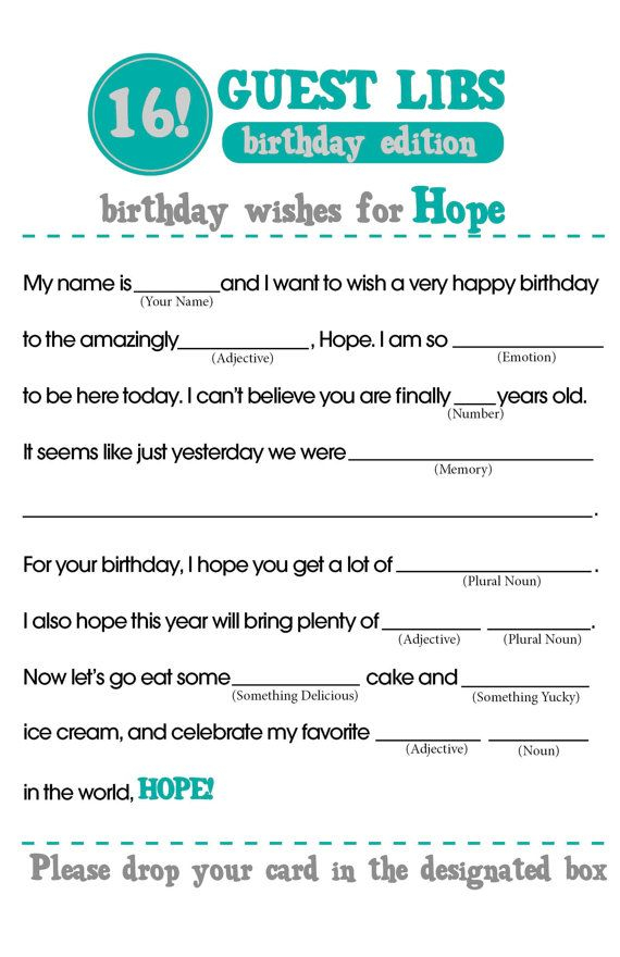 Birthday Party Mad Libs Etsy In 2021 Birthday Party Birthday Mad Libs