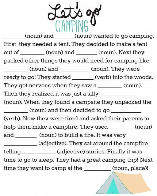 Camping Mad Libs Free Printable For Kids The Chirping Moms Girl 