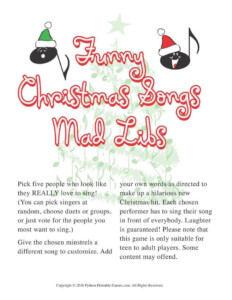 Christmas Christmas Funny Songs Mad Libs Printable Christmas Games