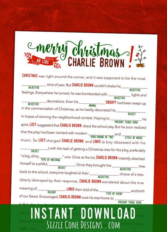 Christmas Mad Libs Charlie Brown Christmas Party Game Etsy 