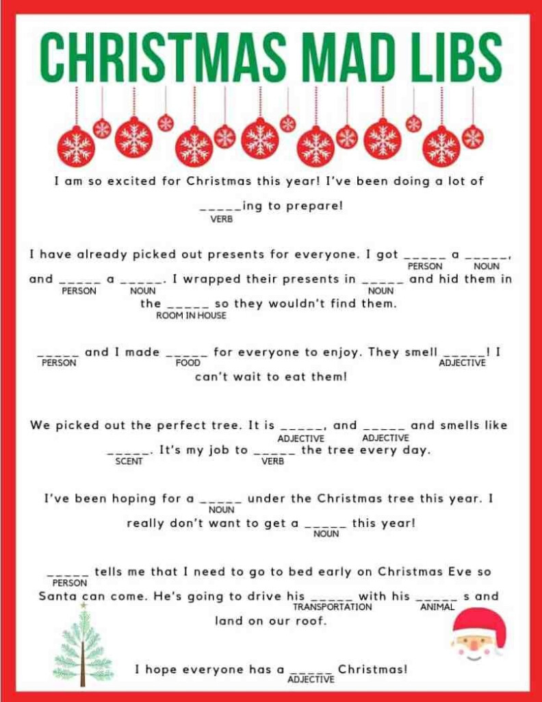 Christmas Mad Libs Printable Free Free Printable