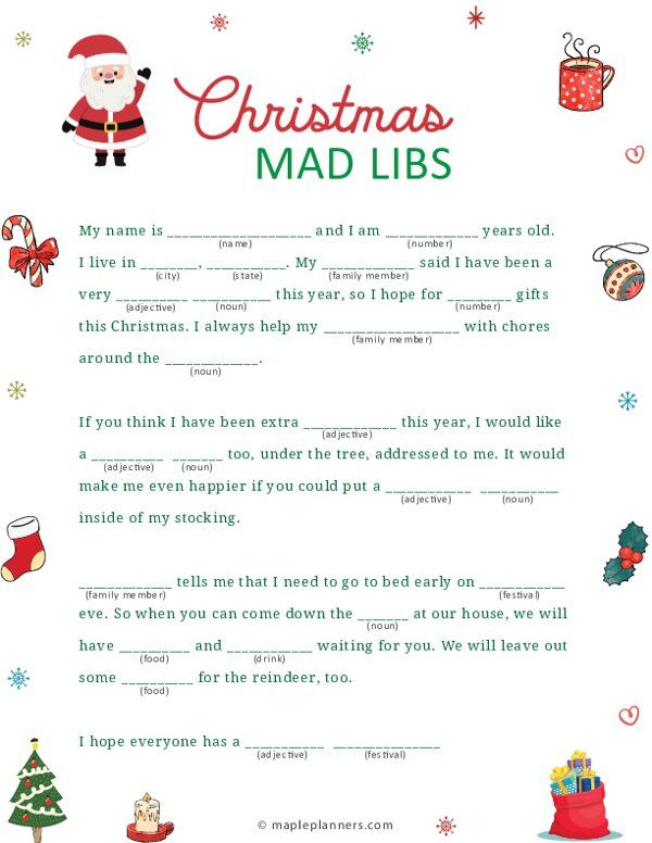Christmas Mad Libs Printable Fun Activities For Kids Christmas Mad