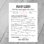 Custom Wedding Mad Libs DIY Printable Cards With Hearts Style Etsy