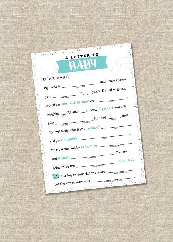 Dear Baby Printable Baby Shower Mad lib Game A Letter To Etsy 