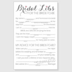 DIY Bridal Shower Mad Libs Game Printable Cards Clear Etsy