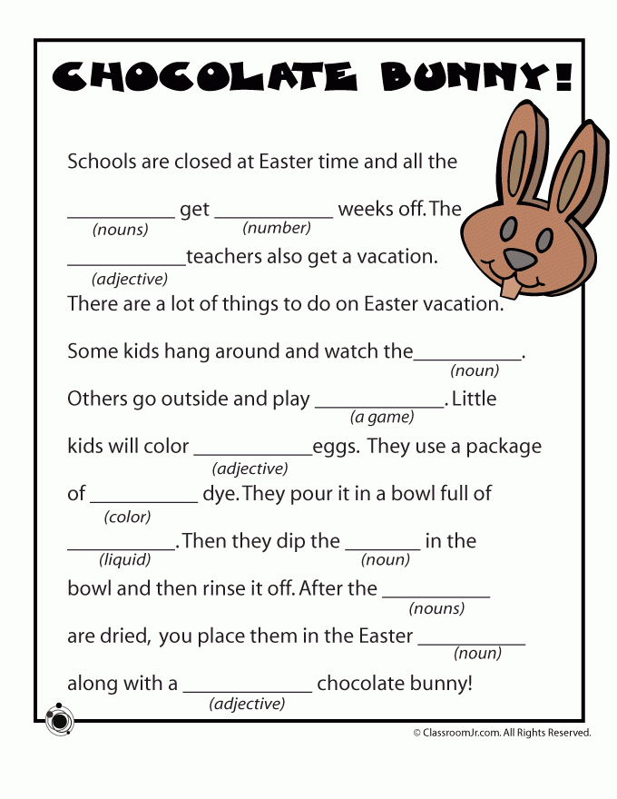 Easter Madlib 2 Easter Writing Easter Language Arts Mad Libs