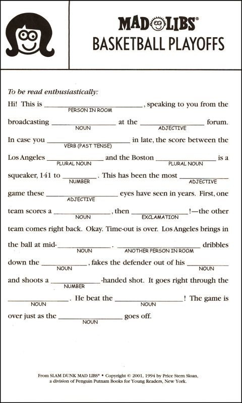 Free Mad Libs Printable Worksheets Worksheets Master