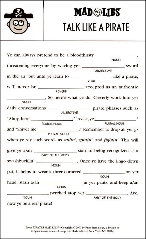 Free Mad Libs Printable Worksheets Worksheets Master