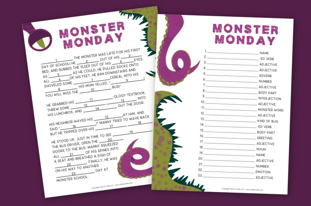 FREE MONSTER MAD LIBS PRINTABLE Crafts Mad In Crafts