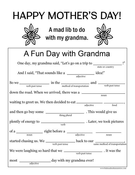 Free Mother s Day Mad Lib To Do With Grandma Easy To Download And 
