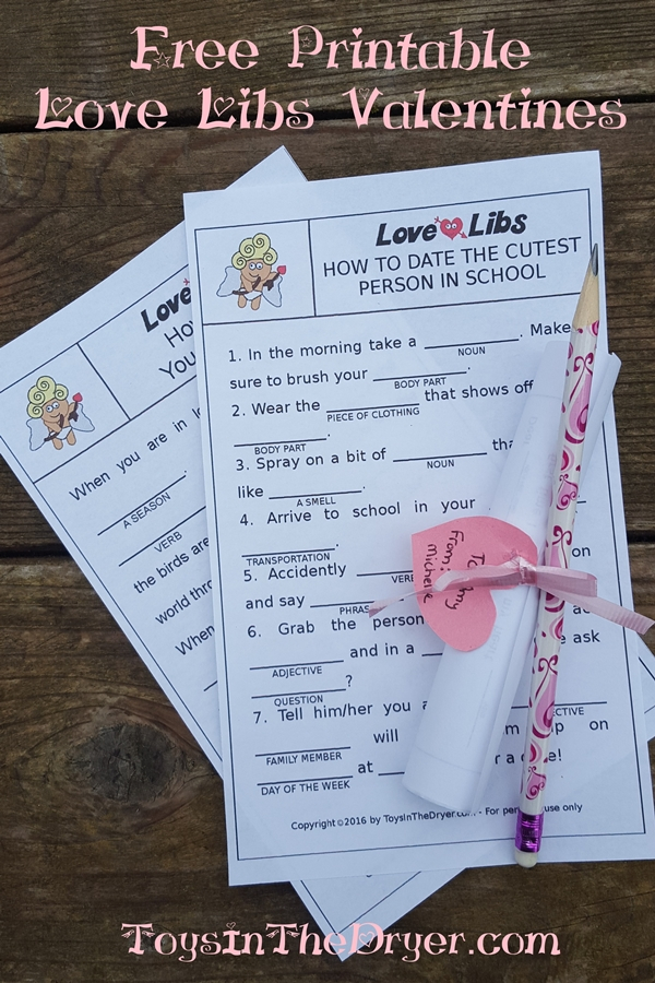 Free Printable Love Libs Valentines Toys In The Dryer