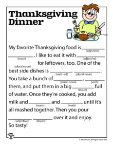 Free Printable Thanksgiving Mad Libs Free Printable