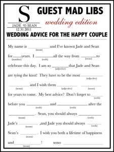 Free Printable Wedding Mad Libs Free Printable