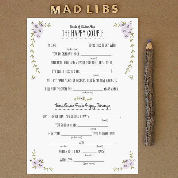 Free Printable Wedding Mad Libs POPSUGAR Smart Living