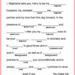 Free Printable Wedding Vow Mad Libs Wedding Vows