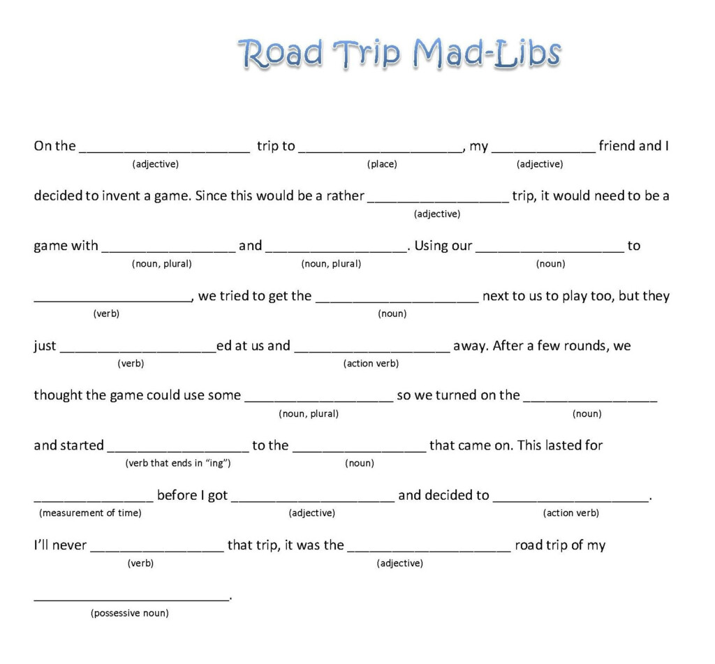 Funny Mad Libs Mad Libs Road Trip