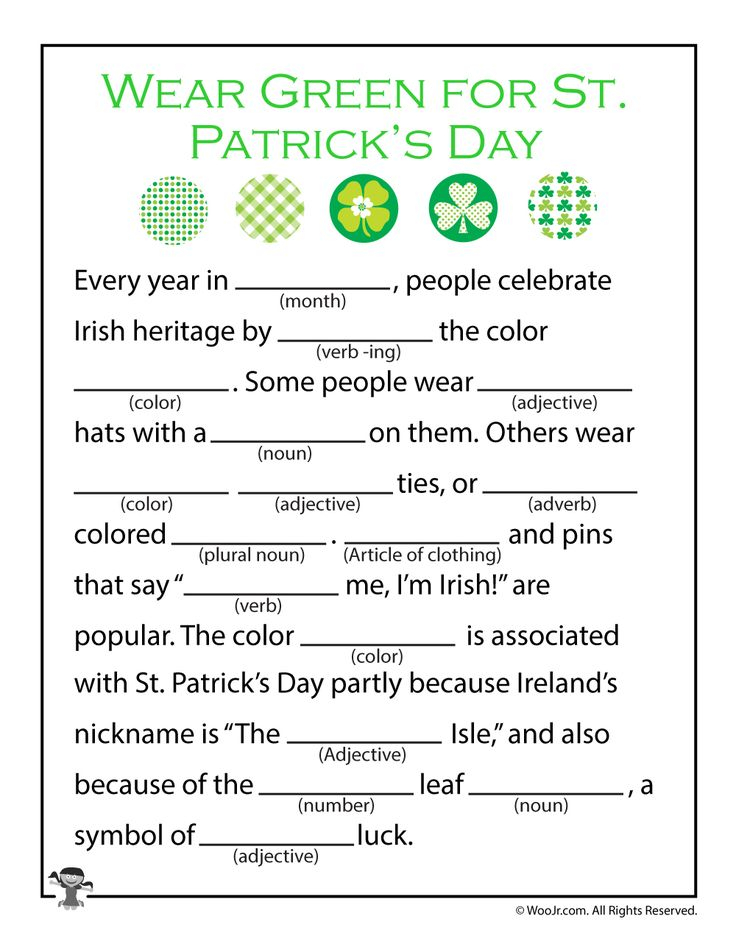 Green For St Patrick s Day Mad Libs Woo Jr Kids Activities In 2020 