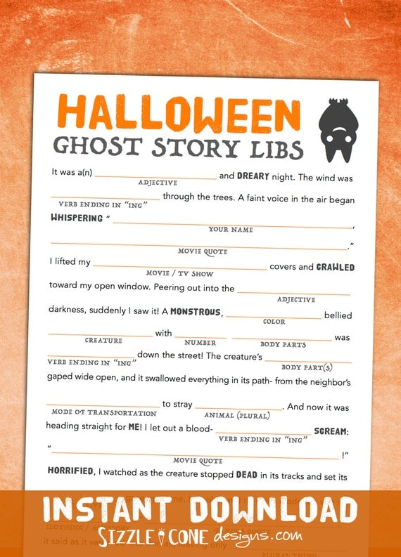 Halloween Mad Lib Printable Ghost Story Game For Kids Adults