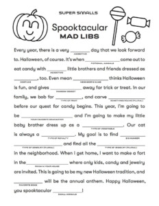 Halloween Mad Libs For Kids Super Smalls In 2020 Halloween Mad Libs