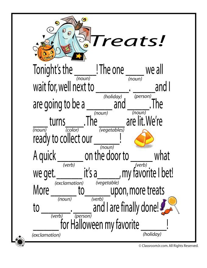 Halloween Mad Libs Halloween Mad Libs Treats Classroom Jr 