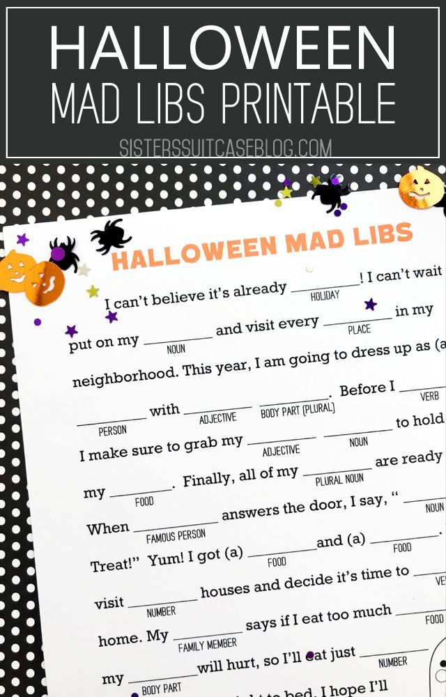 Halloween Mad Libs Printable My Sister s Suitcase Halloween Mad