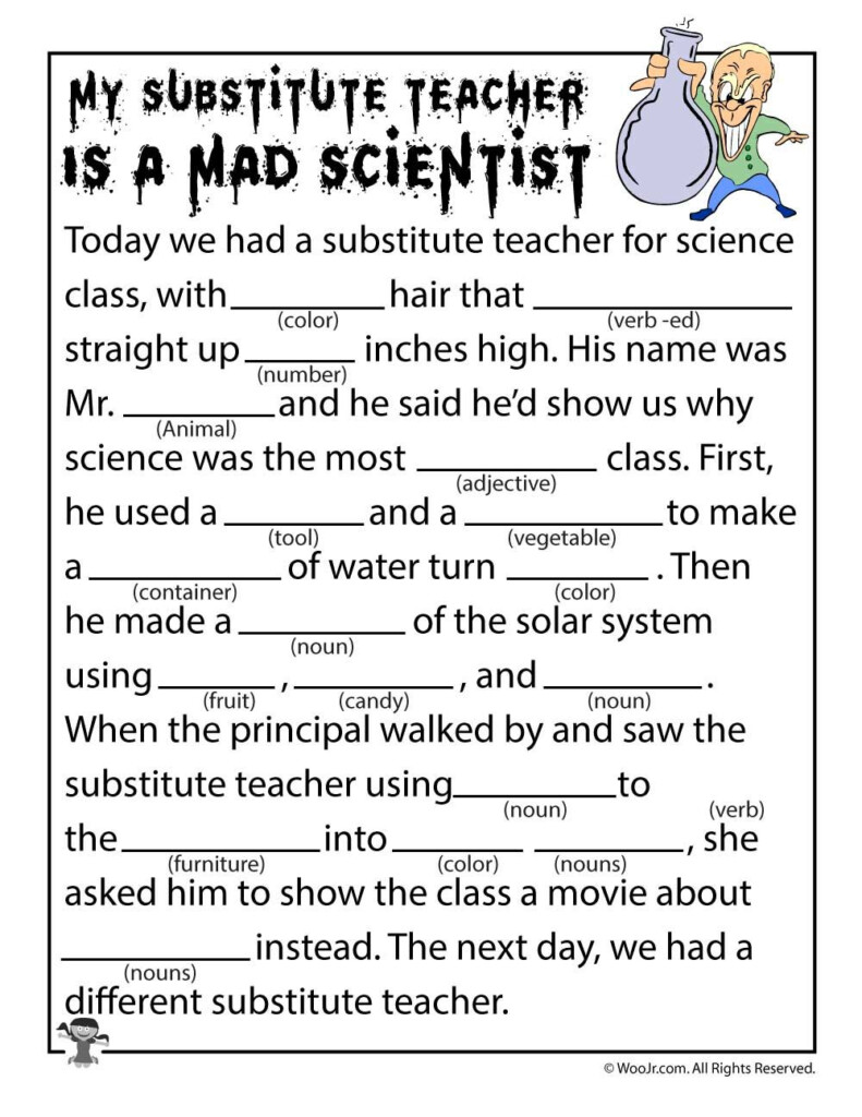 Halloween Mad Libs Woo Jr Kids Activities Halloween Classroom 