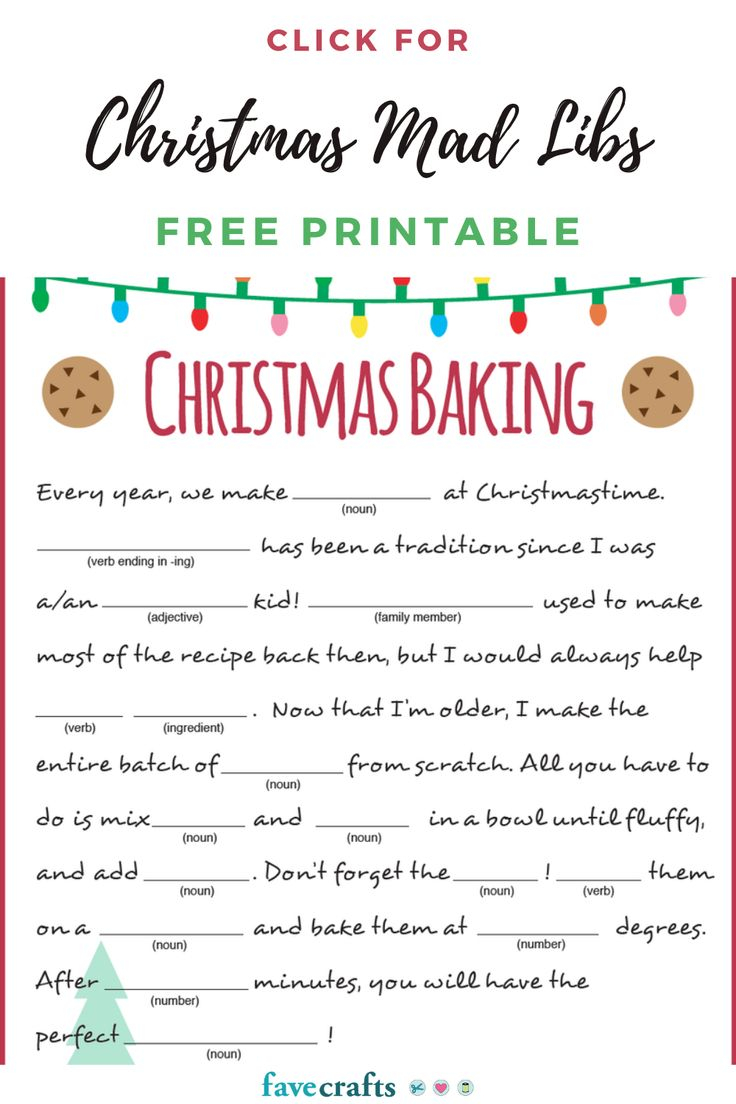 Holiday Baking Christmas Mad Libs Printable In 2020 Christmas Mad