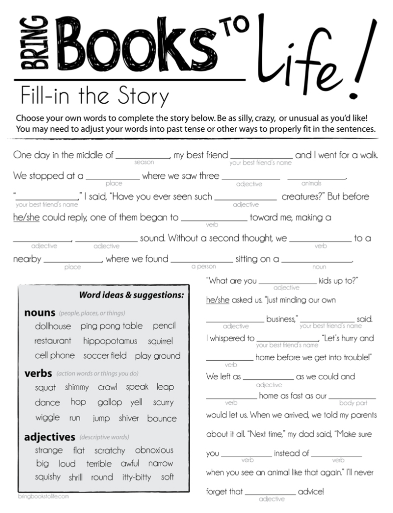 If You Give A Mad Lib Writing Activities For Kids Mad Libs Free 