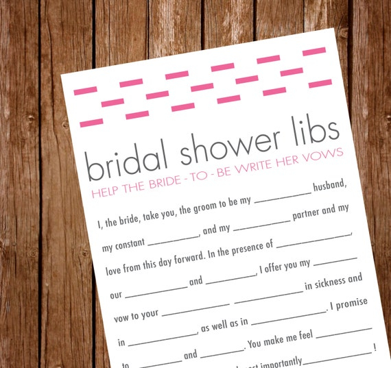 Items Similar To Printable Bridal Shower Game Mad Libs Write The 