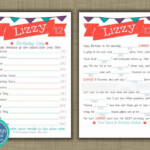 KIDS Birthday Mad Libs Personalized Party Game Carnival Banner