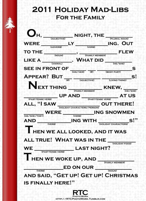 Kids Christmas Mad Libs Printable Christmas Games Kids Christmas 