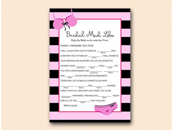 Mad Libs Help Bride Write Her Vows Bridal Shower Mad Lib Etsy 