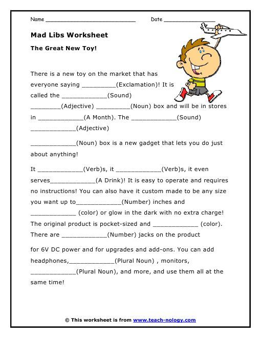 Mad Libs Parts Of Speech Worksheets With Images Mad Libs Parts Of 