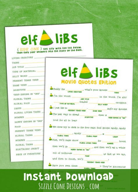 Message Christmas Mad Libs Holiday Party Games Elf Movie Party