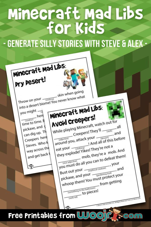 Minecraft Mad Libs For Kids Woo Jr Kids Activities Mad Libs 