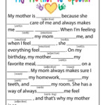 Mother Day Worksheets For Kindergarten Mother S Day Mad Libs In 2020