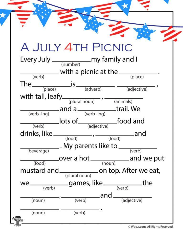 Printable 4th Of July Mad Libs For Kids Woo Jr Kids Activities In 