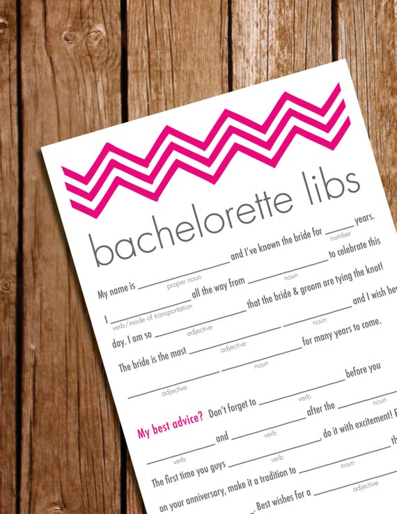 Printable Bachelorette Party Game Mad Libs