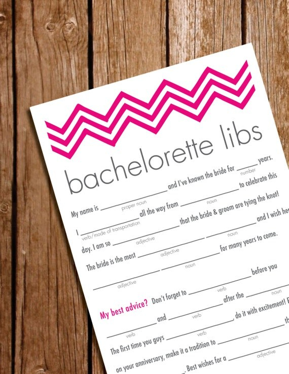 Printable Bachelorette Party Game Mad Libs