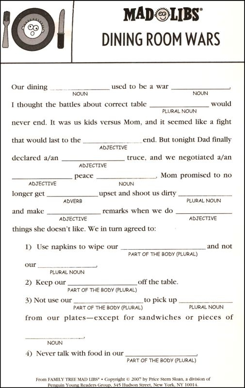 Printable Blank Mad Libs That Are Selective Elmer Website