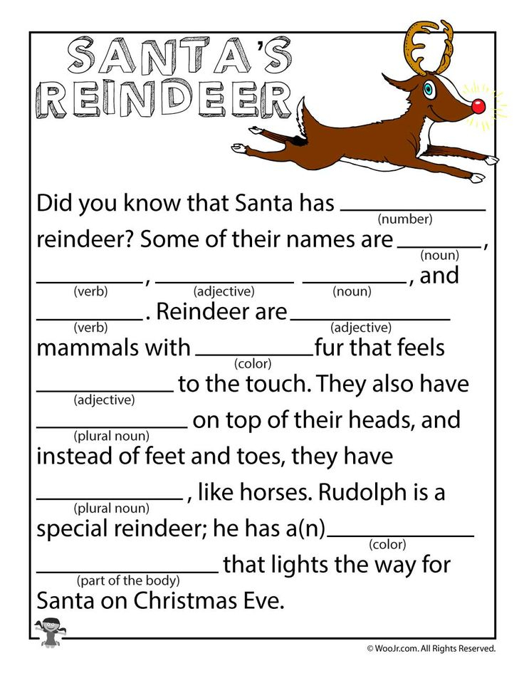 Santa s Reindeer Mad Libs For Kids Woo Jr Kids Activities Holiday 