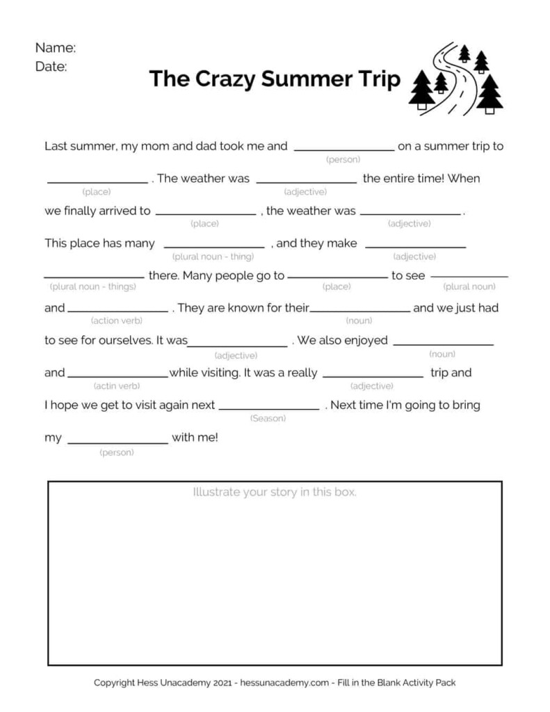 Short And Easy Mad Libs Printables Free Hess Un Academy